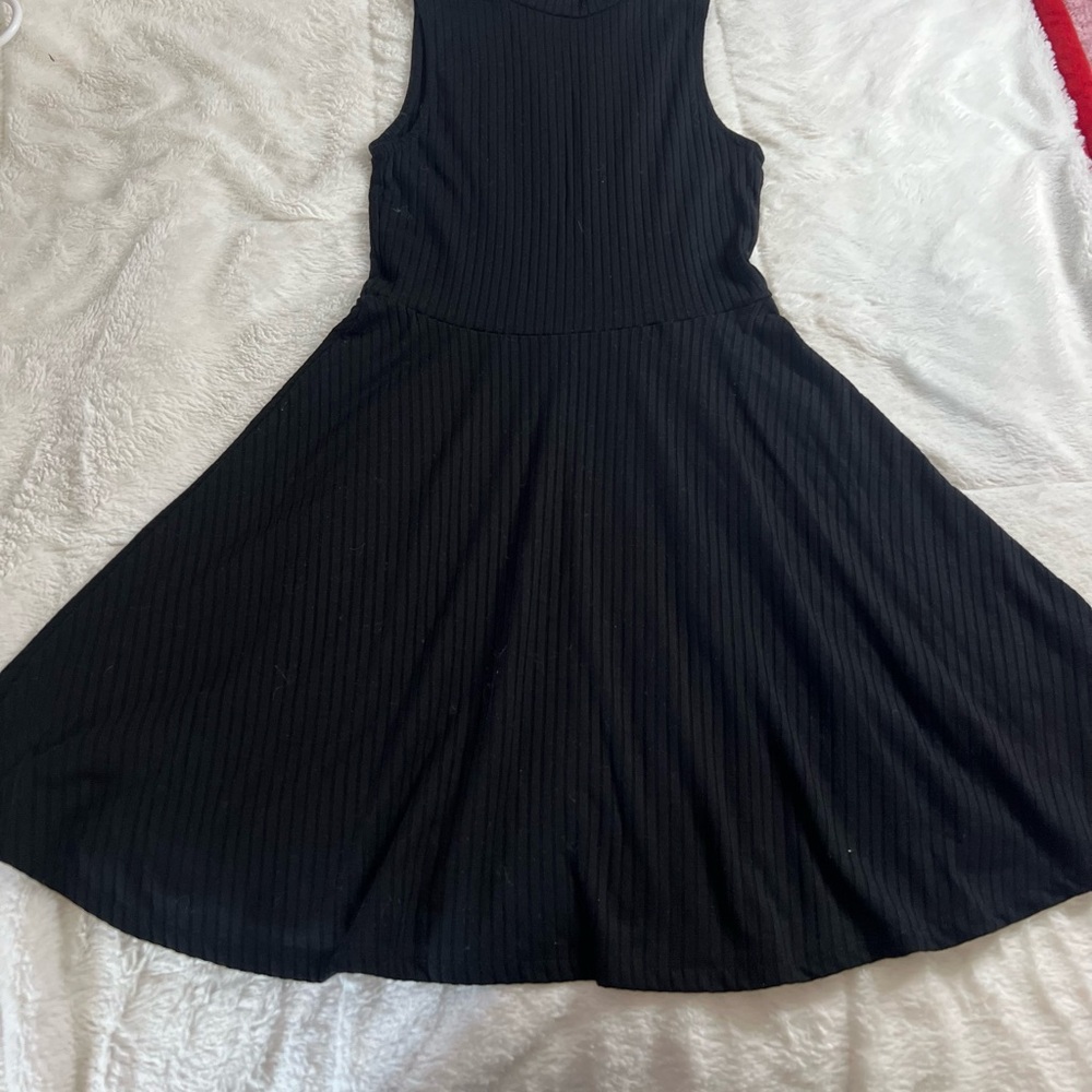 Prince & Fox Black Ribbed Halter Cocktail Dress